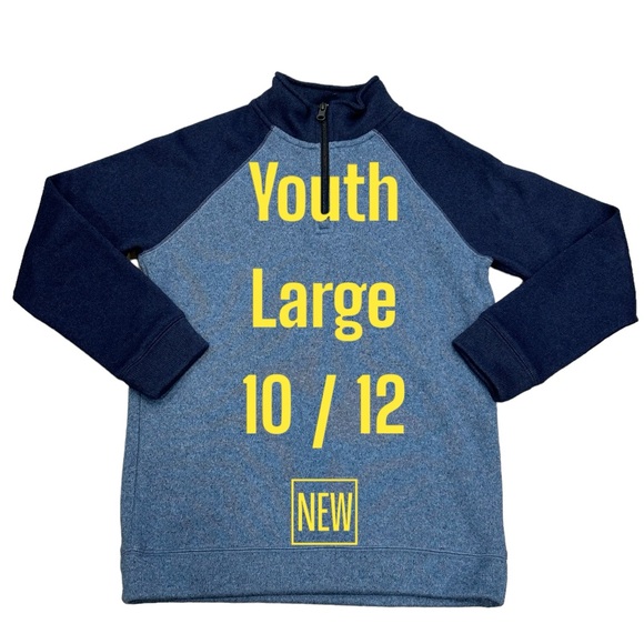 Boys Old Navy Youth Large YL Quarter 1/4 Zip Blue Long Sleeve Fleece Pullover - Picture 2 of 8